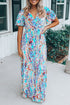 Warp V Neck Floral Maxi Dress