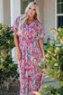 Warp V Neck Floral Maxi Dress