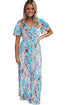 Warp V Neck Floral Maxi Dress