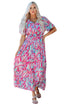 Warp V Neck Floral Maxi Dress