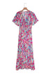 Warp V Neck Floral Maxi Dress