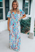 Warp V Neck Floral Maxi Dress