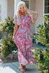 Warp V Neck Floral Maxi Dress