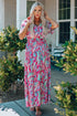 Warp V Neck Floral Maxi Dress