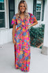 Warp V Neck Floral Maxi Dress