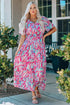 Warp V Neck Floral Maxi Dress