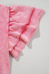 Washed Cotton Blend Raw Edge Ruffle Mini Dress