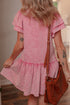 Washed Cotton Blend Raw Edge Ruffle Mini Dress