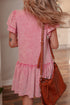 Washed Cotton Blend Raw Edge Ruffle Mini Dress