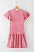 Washed Cotton Blend Raw Edge Ruffle Mini Dress
