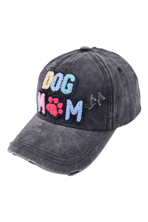 Washed Cotton Dog Mama Embroidered Paw Print Baseball Cap