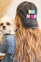 Washed Cotton Dog Mama Embroidered Paw Print Baseball Cap