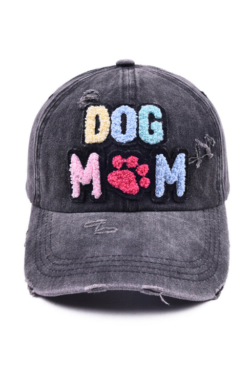 Washed Cotton Dog Mama Embroidered Paw Print Baseball Cap