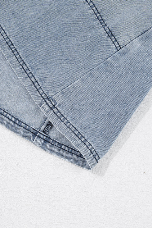 Washed Denim High Waist Loose H Line Mini Dress