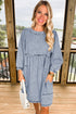 Washed Denim High Waist Loose H Line Mini Dress