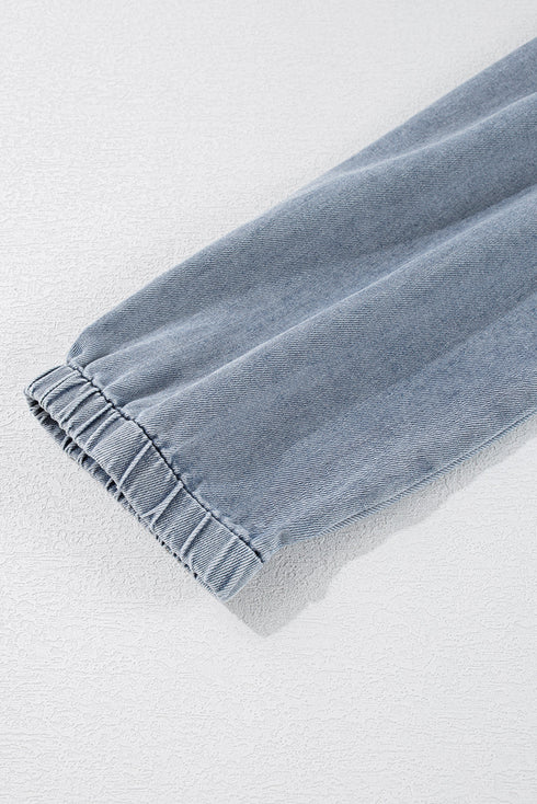 Washed Denim High Waist Loose H Line Mini Dress