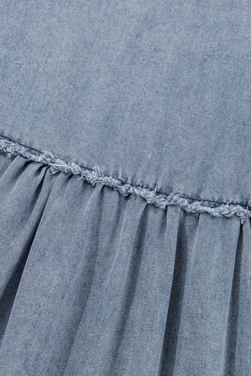 Washed Denim High Waist Loose H Line Mini Dress