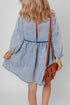 Washed Denim High Waist Loose H Line Mini Dress