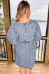 Washed Denim High Waist Loose H Line Mini Dress