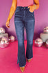 Washed Denim High Waist Split Hem Flare Jeans