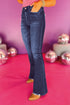 Washed Denim High Waist Split Hem Flare Jeans
