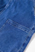 Washed Denim Knotted Strap Patched Pocket Wide Leg Overall