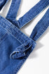 Washed Denim Knotted Strap Patched Pocket Wide Leg Overall