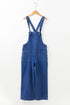 Washed Denim Knotted Strap Patched Pocket Wide Leg Overall