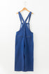 Washed Denim Knotted Strap Patched Pocket Wide Leg Overall