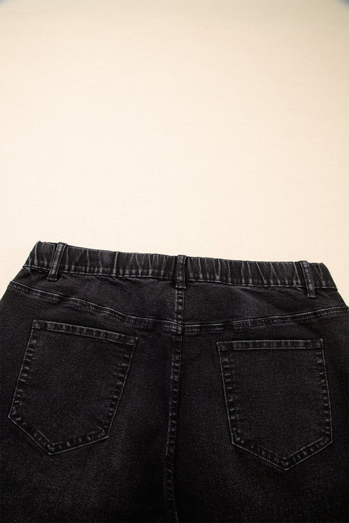 Washed Denim Lace Up Detail Statement Jeans