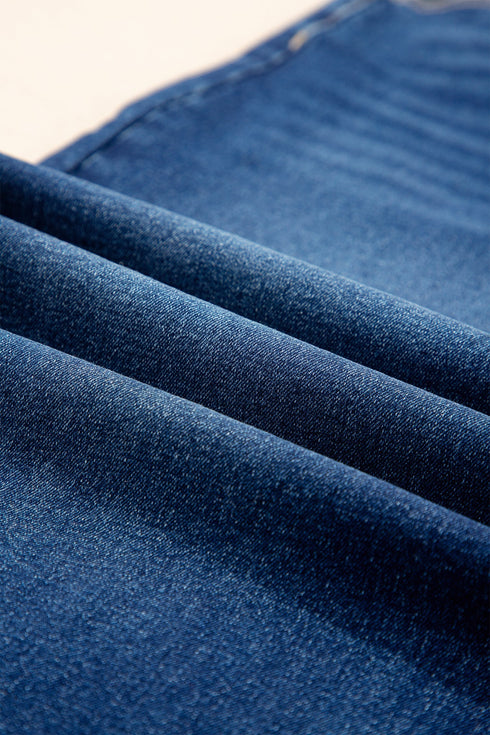 Washed Denim Lace Up Detail Statement Jeans