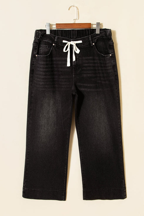 Washed Denim Lace Up Detail Statement Jeans