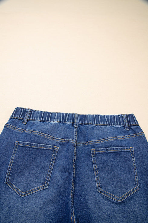 Washed Denim Lace Up Detail Statement Jeans