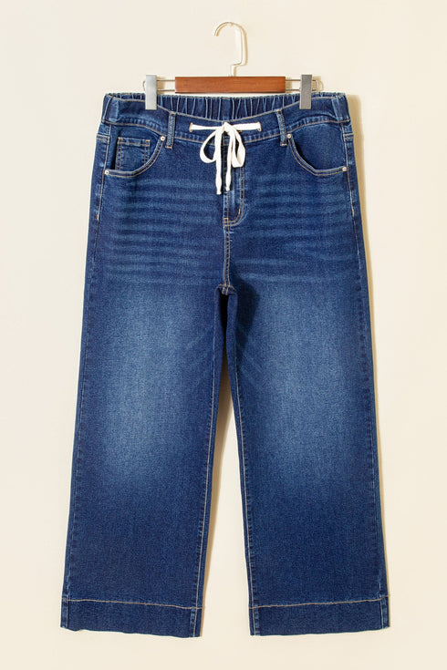 Washed Denim Lace Up Detail Statement Jeans