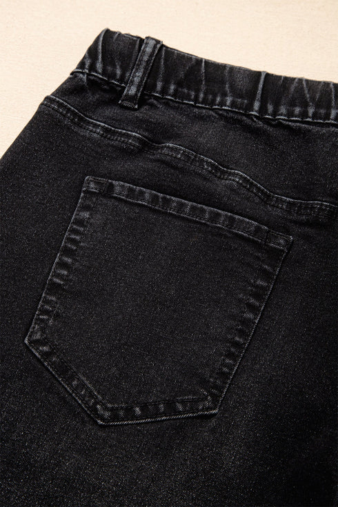 Washed Denim Lace Up Detail Statement Jeans
