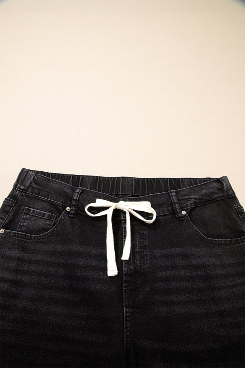 Washed Denim Lace Up Detail Statement Jeans