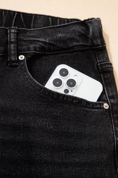 Washed Denim Lace Up Detail Statement Jeans