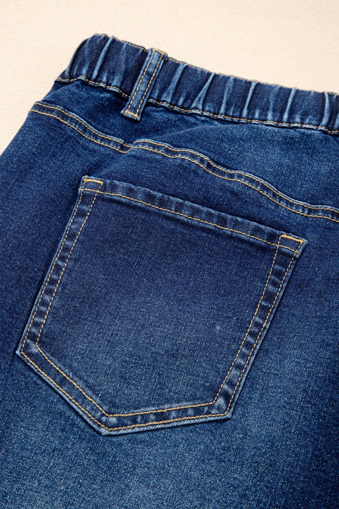 Washed Denim Lace Up Detail Statement Jeans
