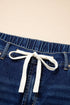 Washed Denim Lace Up Detail Statement Jeans