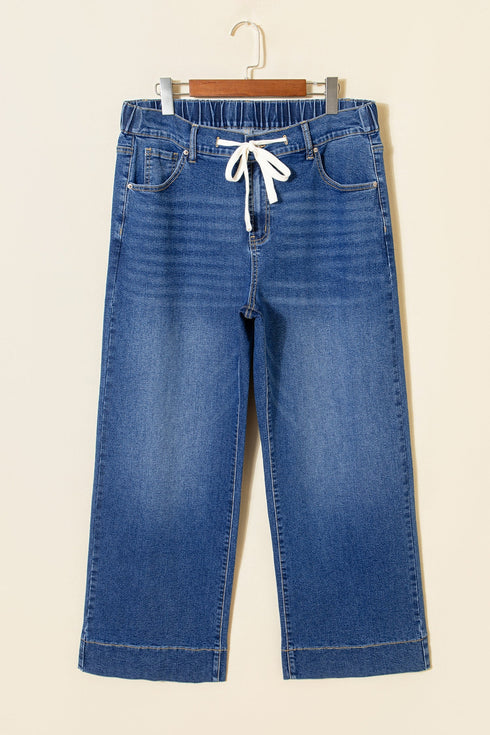 Washed Denim Lace Up Detail Statement Jeans