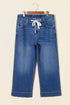 Washed Denim Lace Up Detail Statement Jeans