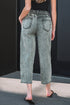 Washed Denim Wide Leg Barrel Fit Waist String Jeans