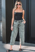 Washed Denim Wide Leg Barrel Fit Waist String Jeans
