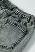 Washed Denim Wide Leg Barrel Fit Waist String Jeans
