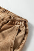 Washed Denim Wide Leg Barrel Fit Waist String Jeans