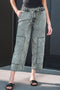Washed Denim Wide Leg Barrel Fit Waist String Jeans