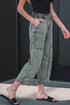 Washed Denim Wide Leg Barrel Fit Waist String Jeans
