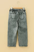 Washed Denim Wide Leg Barrel Fit Waist String Jeans