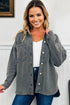 Washed Drop Shoulder Side Slit Utility Layering Jacket