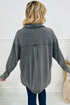 Washed Drop Shoulder Side Slit Utility Layering Jacket